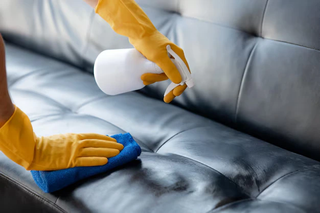 image of removing ink stain from fabric sofa